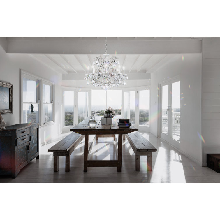 Antique Silver 8-Light Crystal Chandelier