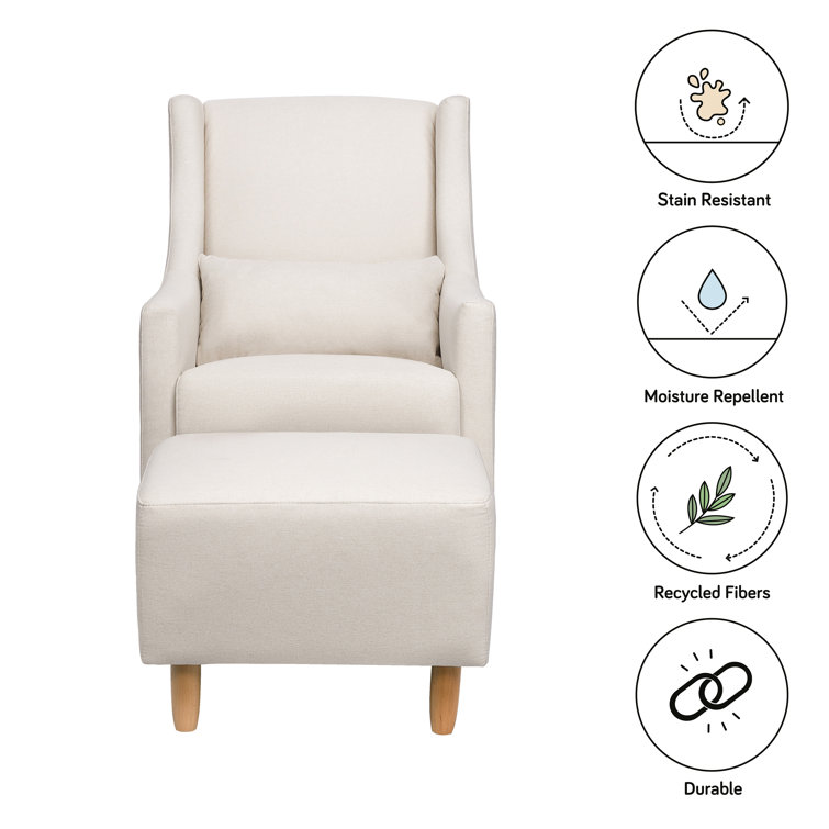 Toco Performance Cream Eco-Weave Swivel Glider with Ottoman