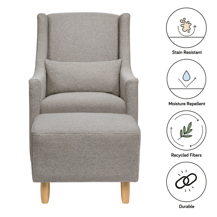 Eco-Weave Grey Swivel Glider with Ottoman for Modern Nurseries