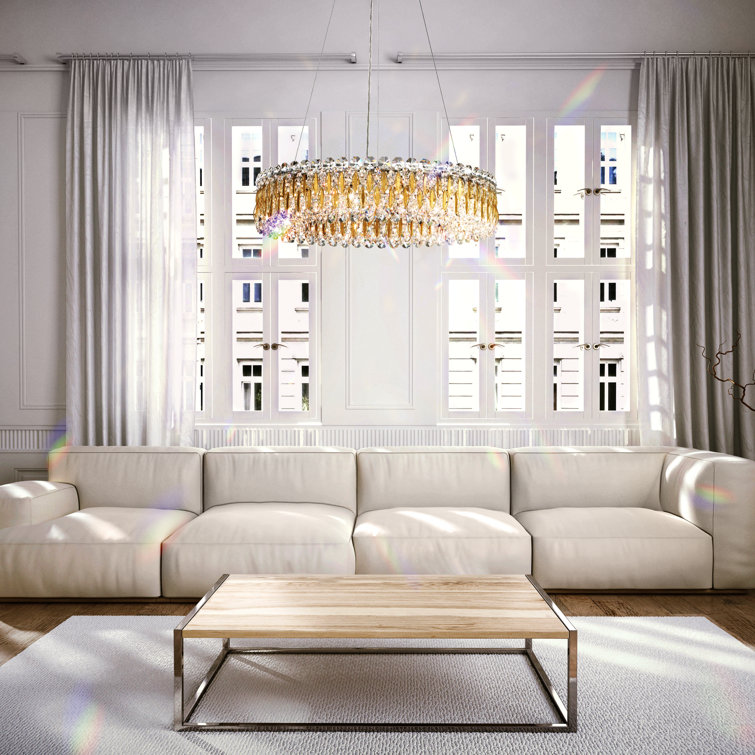 Heirloom Gold 12-Light Crystal Drum Chandelier