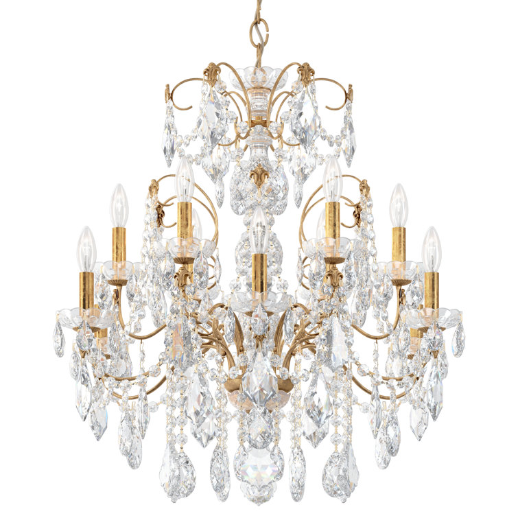 French Gold 12-Light Crystal Chandelier with Clear Heritage Crystals
