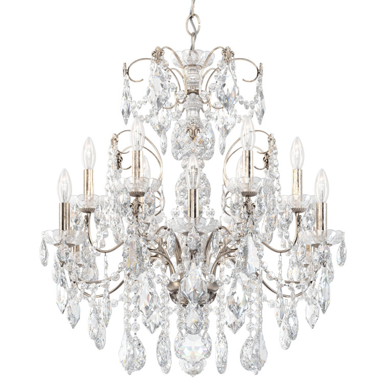 Century Elegance 12-Light Antique Silver Crystal Chandelier