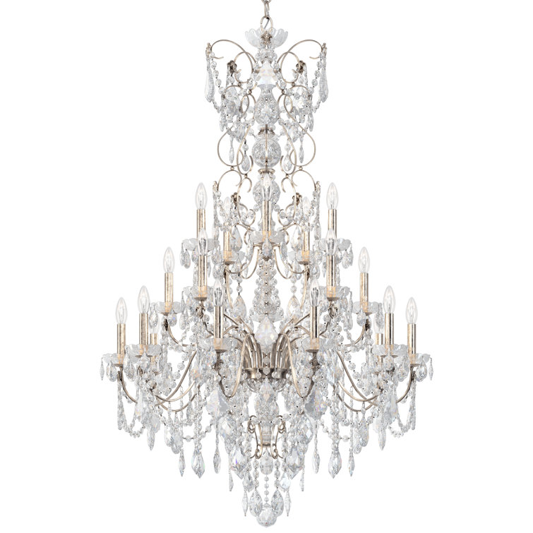 Antique Silver Heritage Crystal 20-Light Candle Chandelier