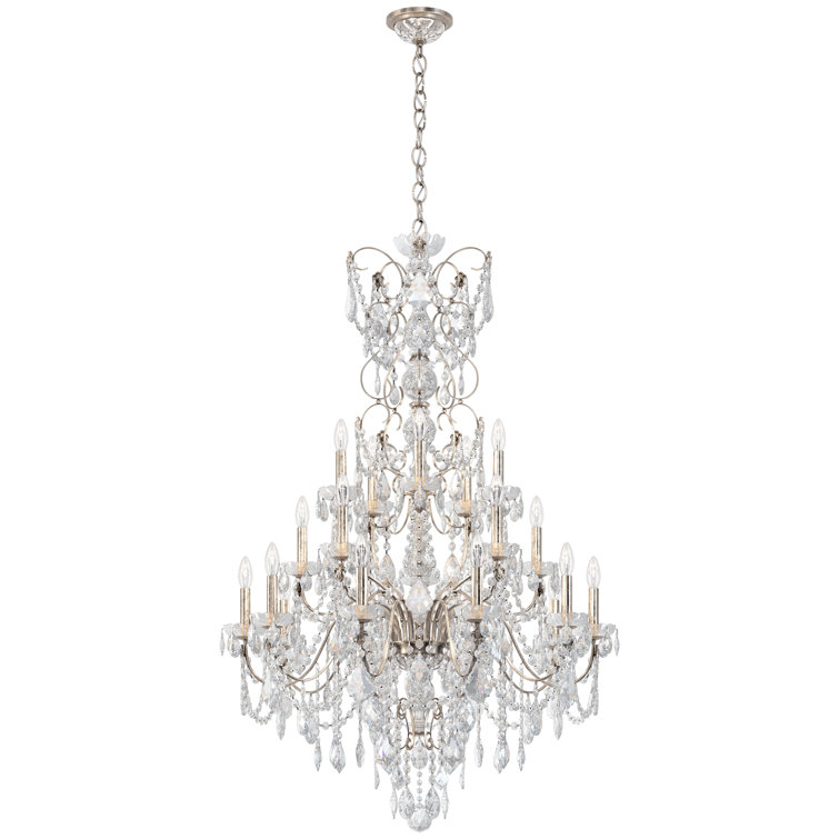 Antique Silver Heritage Crystal 20-Light Candle Chandelier