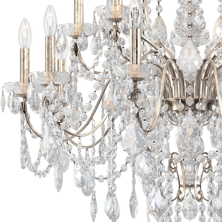 Antique Silver Heritage Crystal 20-Light Candle Chandelier