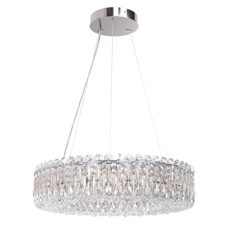 Elegance Antique Silver 12-Light Crystal Drum Chandelier