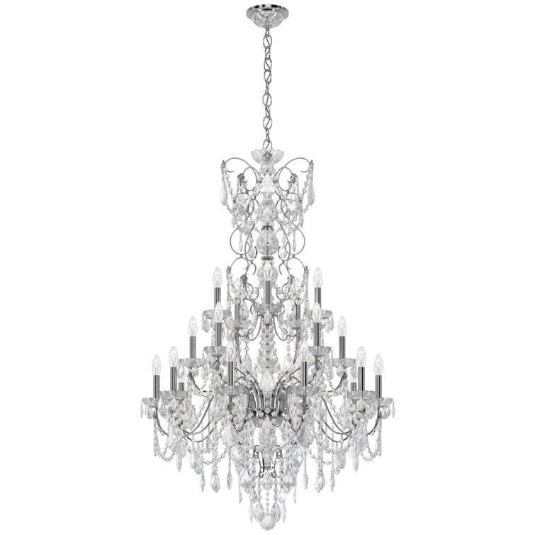 Polished Silver Crystal 20-Light Empire Chandelier