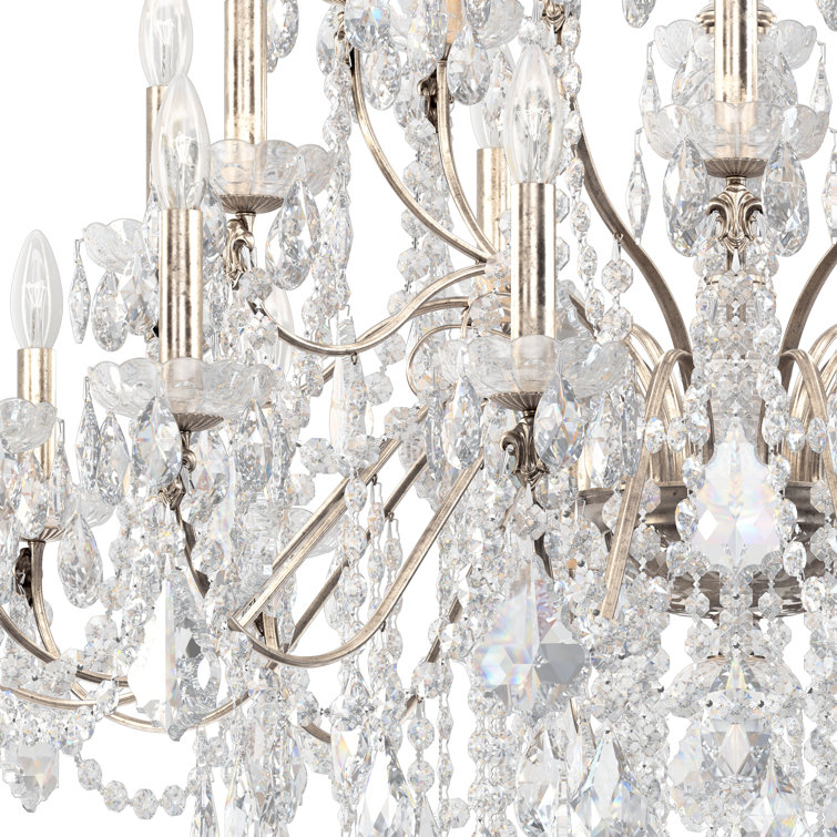 Antique Silver 28-Light Chandelier with Clear Heritage Crystal