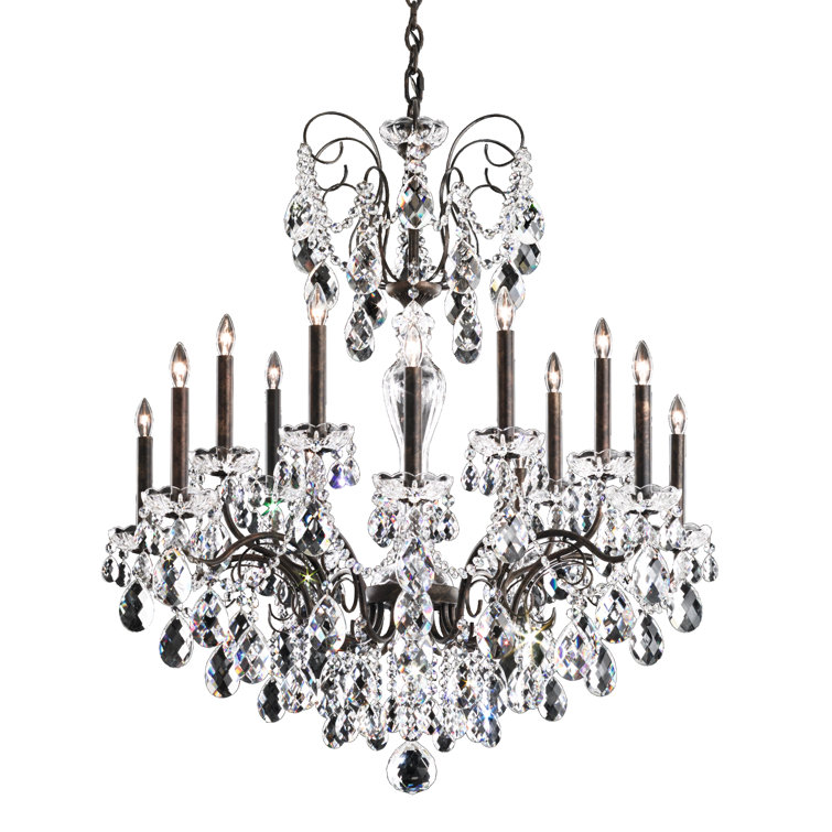 Black Pearl and Crystal 14-Light Empire Chandelier