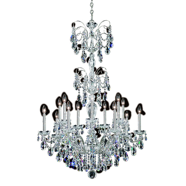 Elegant Heritage 14-Light Polished Silver Crystal Chandelier