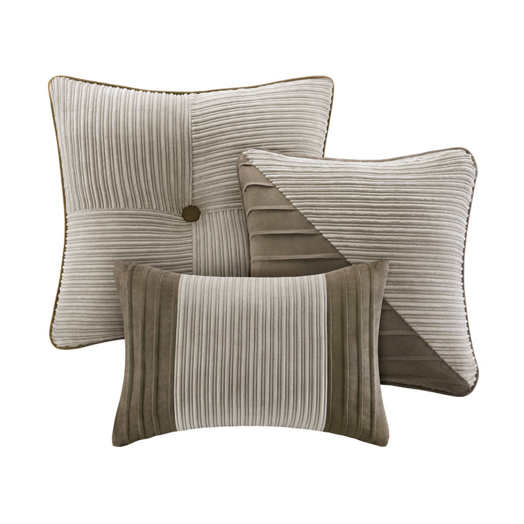 Taupe and Brown Queen Micro Corduroy Comforter Set
