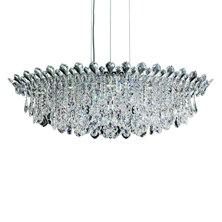 Trilliane Strands Eight Light Crystal Pendant in Stainless Steel