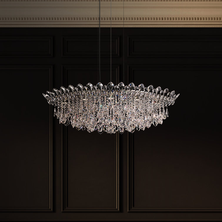 Trilliane Strands Eight Light Crystal Pendant in Stainless Steel