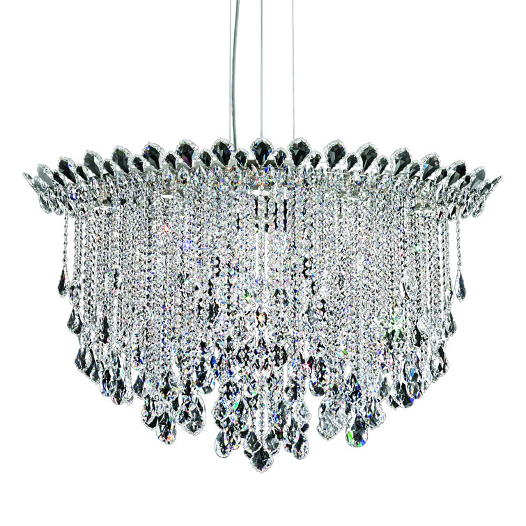 Heritage Clear Crystal & Stainless Steel 8-Light Geometric Chandelier