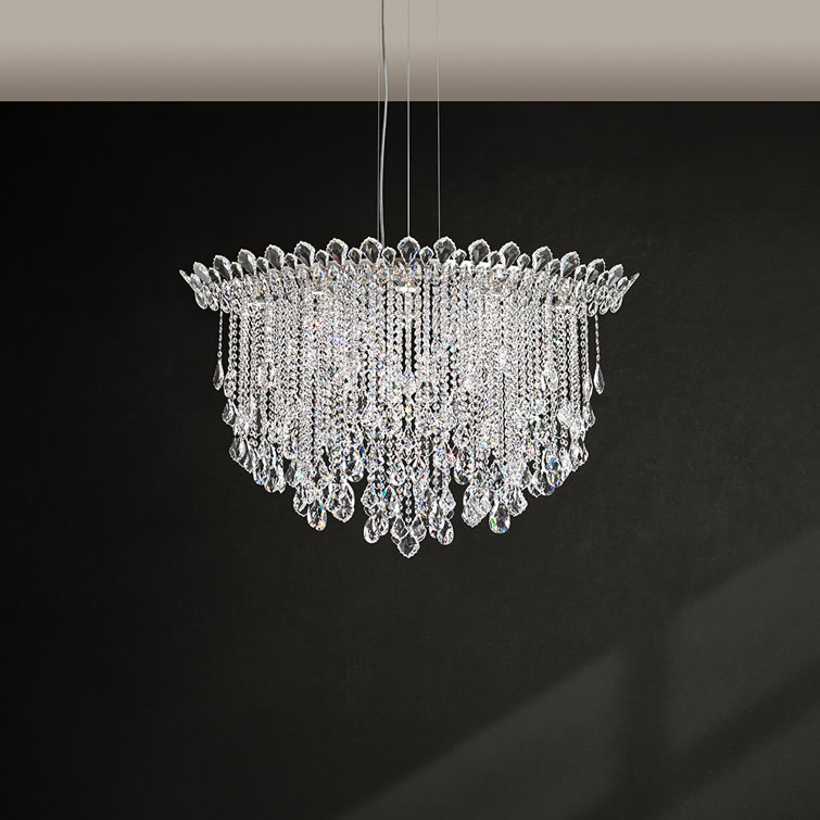 Heritage Clear Crystal & Stainless Steel 8-Light Geometric Chandelier