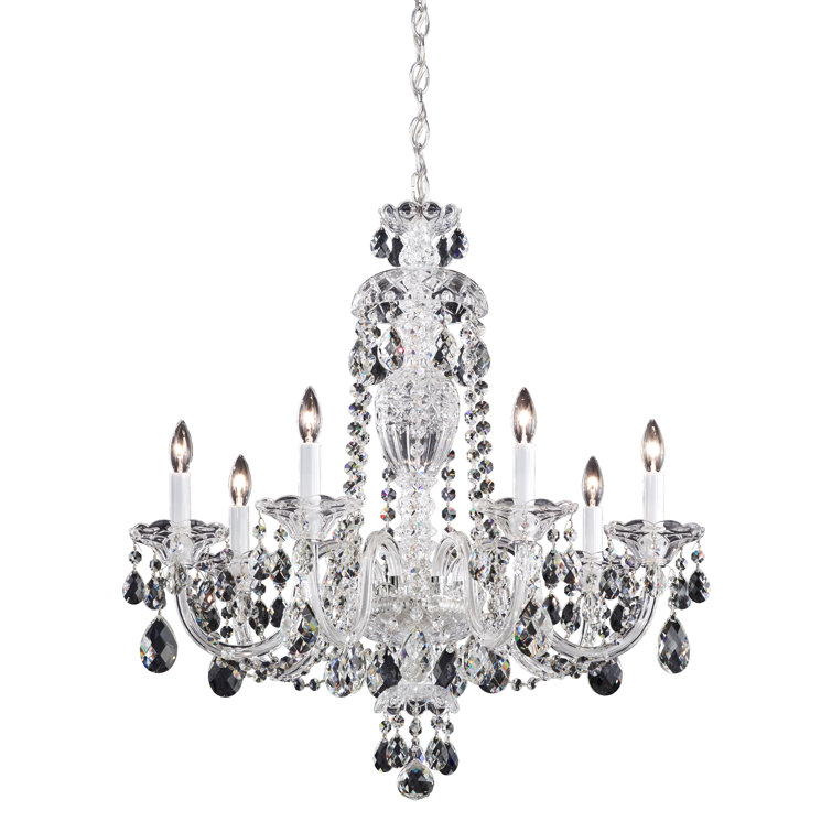 Elegant Heritage Clear Crystal 7-Light Chandelier in Polished Silver