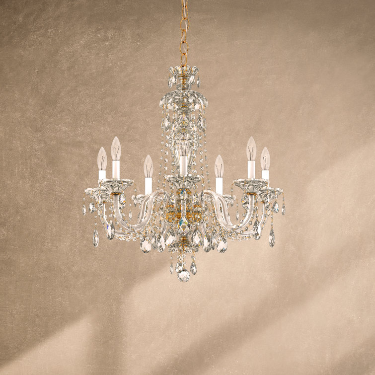 Elegant Heritage Clear Crystal 7-Light Chandelier in Polished Silver