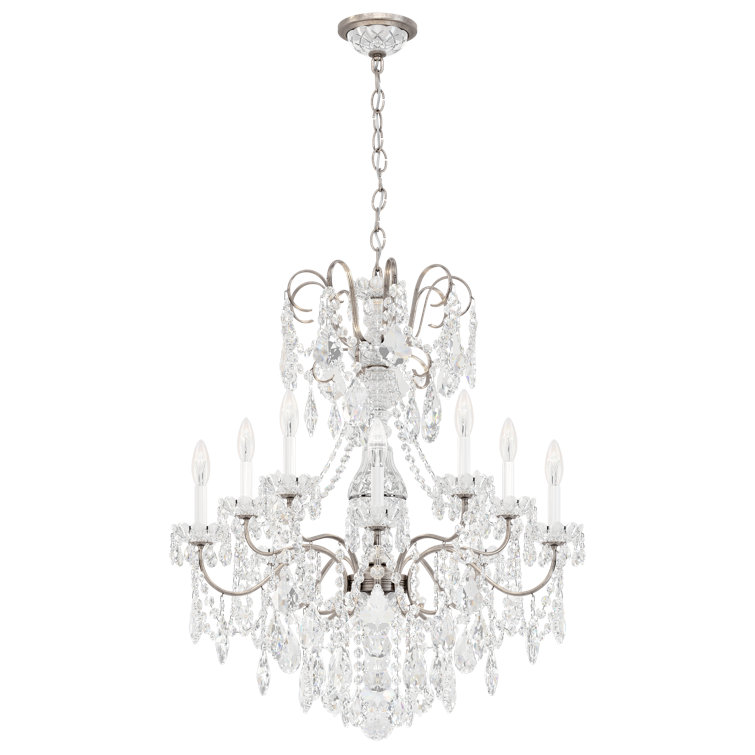 Antique Silver Heritage Clear Crystal 10-Light Empire Chandelier
