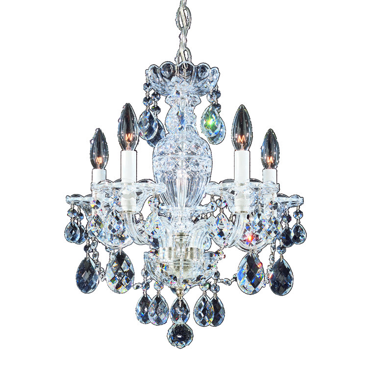 Polished Silver 5-Light Chandelier with Clear Swarovski Crystal Elements