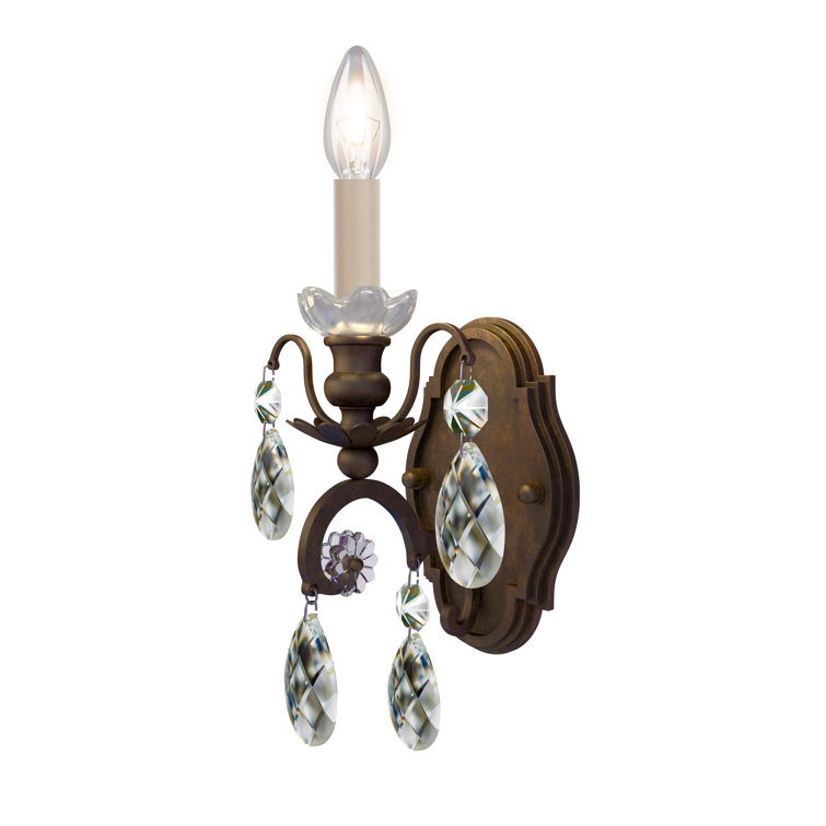 Heirloom Bronze Crystal 1-Light Candle Wall Sconce