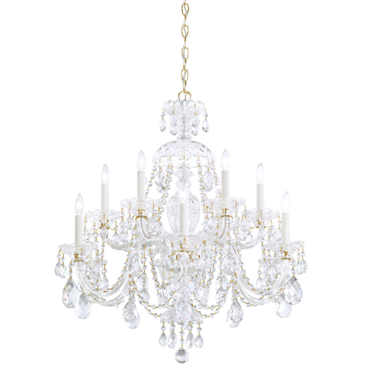 Aurelia Gold 12-Light Chandelier with Clear Swarovski Crystal