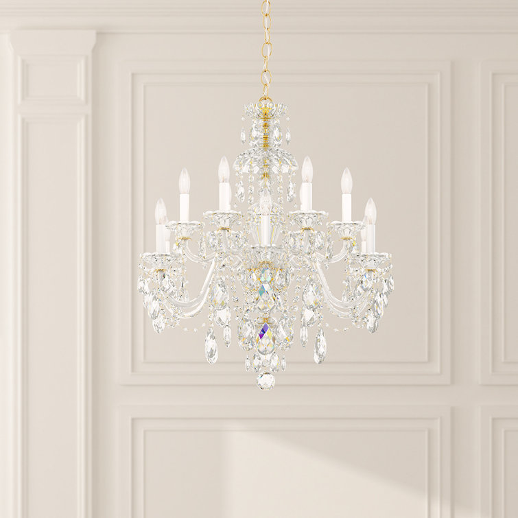 Aurelia Gold 12-Light Chandelier with Clear Swarovski Crystal