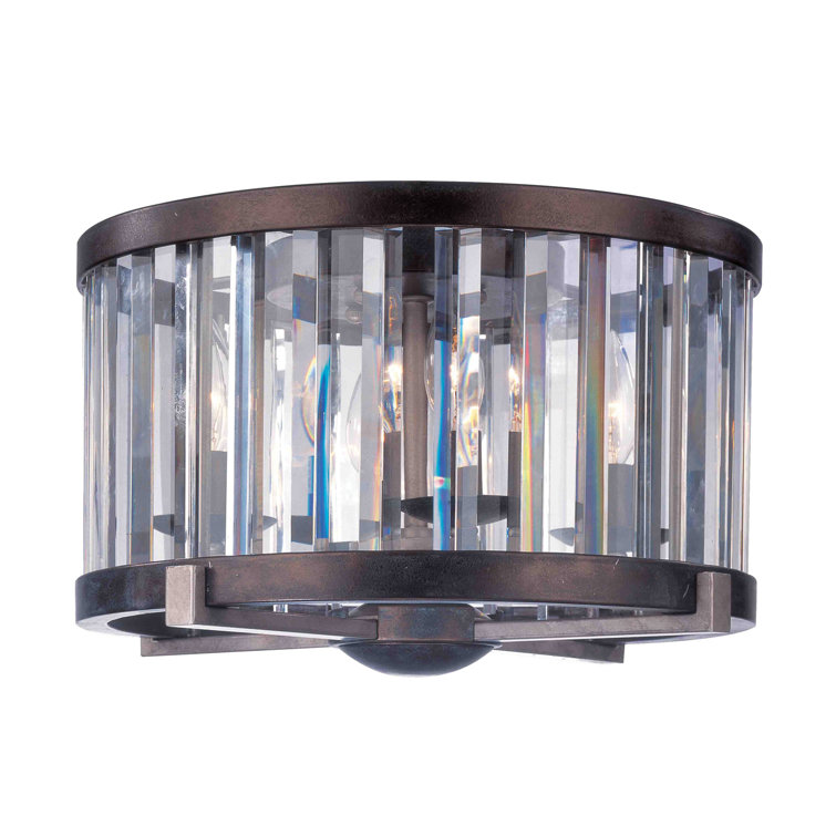 Grecian Bronze and Glass 4-Light Flush Mount Chandelier