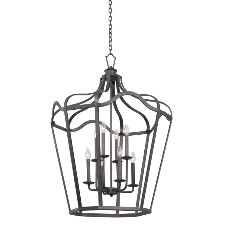 Livingston Silver LED Glass Lantern Chandelier - Indoor/Outdoor 43"x30"