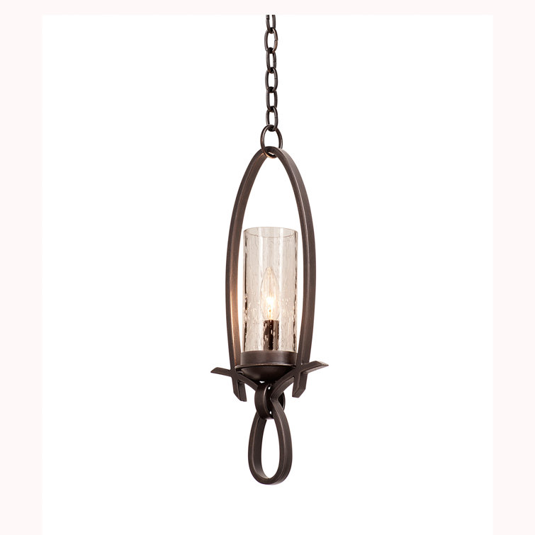Heirloom Bronze Mini Pendant with Seeded Glass Shade
