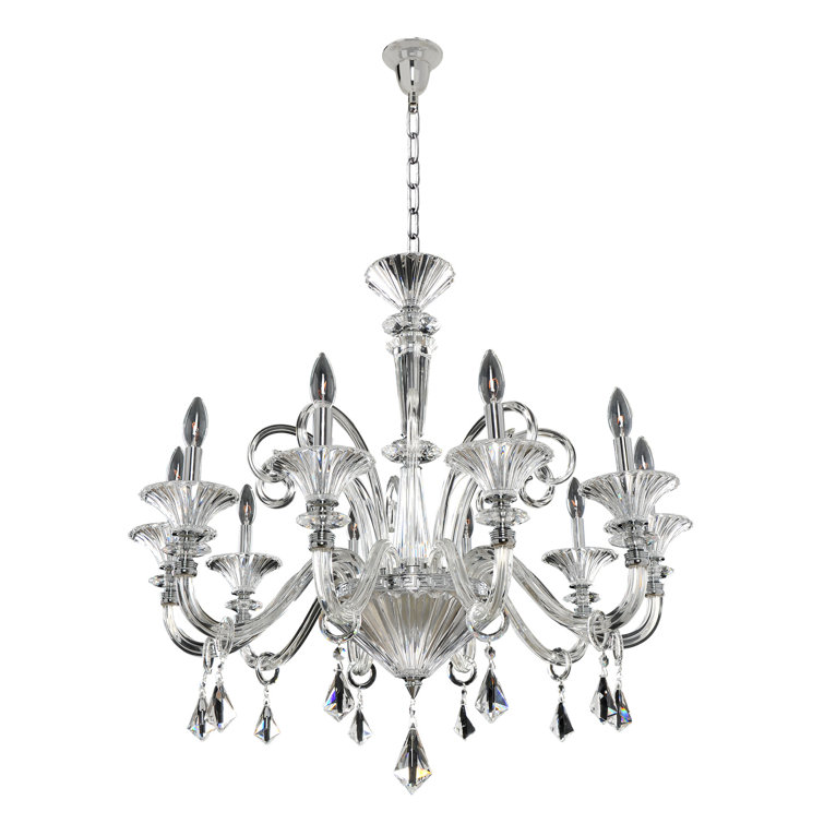 Chauvet Chrome and Crystal 10-Light Candle Chandelier