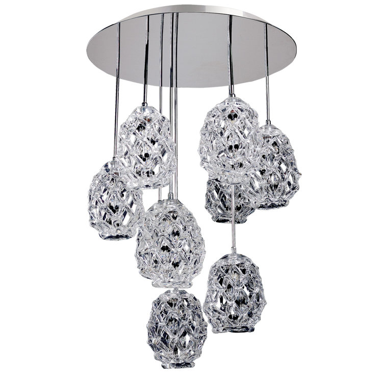 Veronese 9-Light Chrome Pendant with Crystal Shades