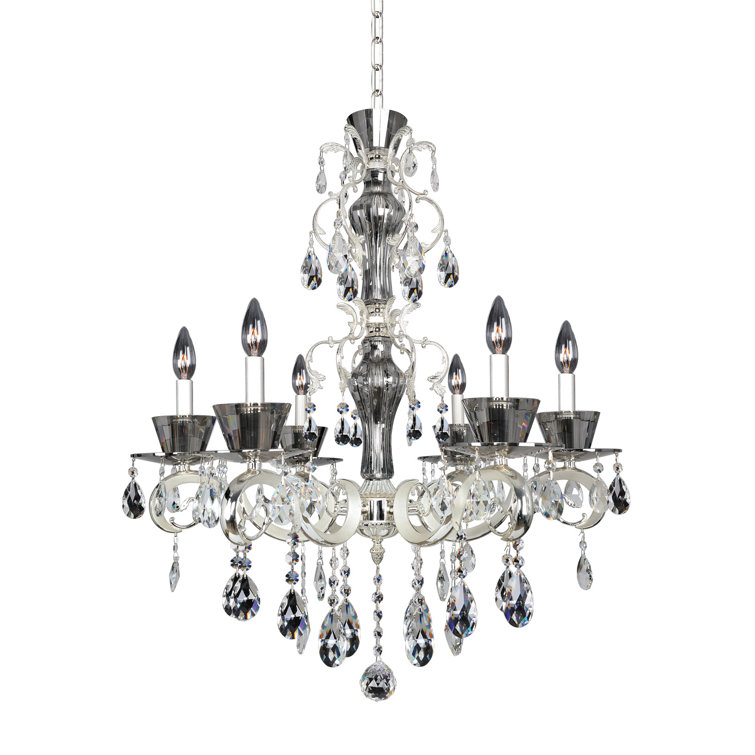 Locatelli Two-Tone Silver and Crystal 6-Light Chandelier