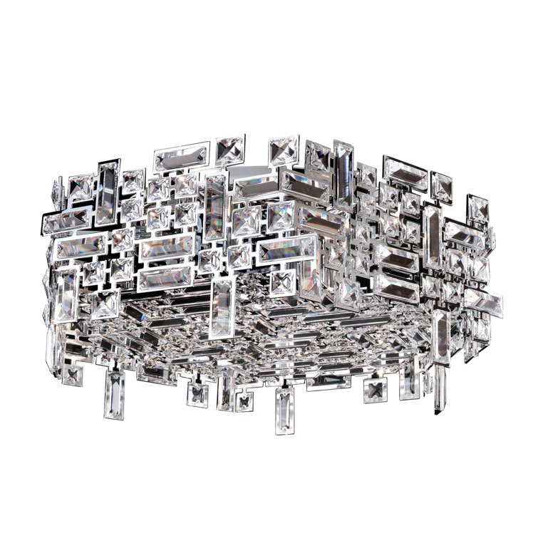 24-Inch Polished Chrome Crystal Flush Mount Light
