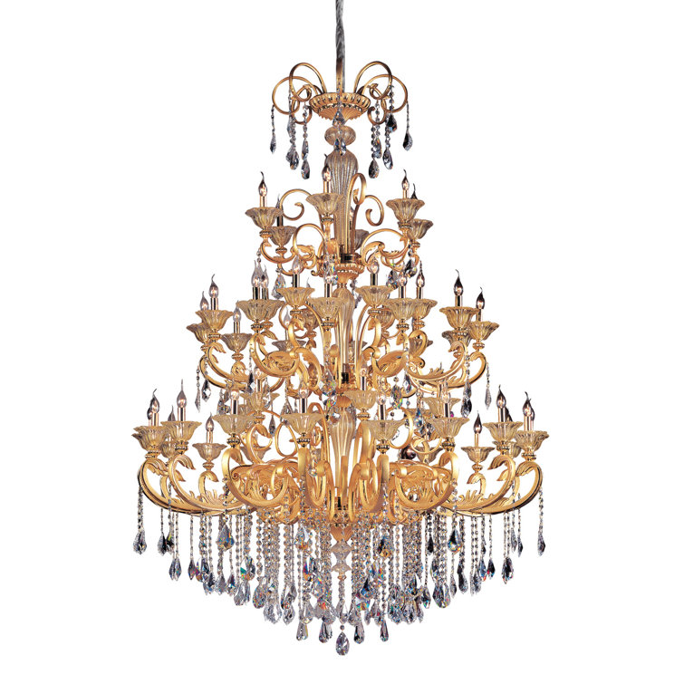 Grand 48-Light Two-Tone Gold Crystal Chandelier