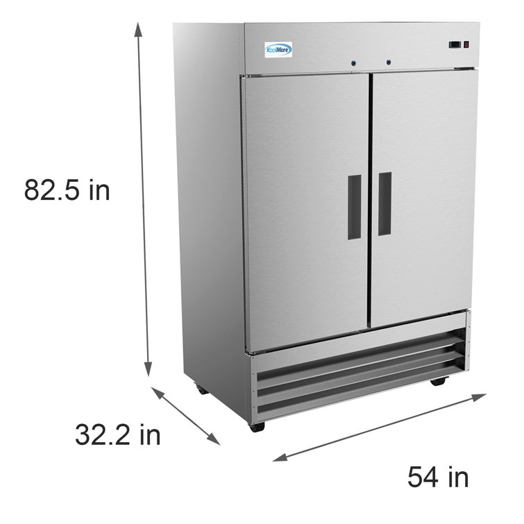 54" Stainless Steel Two-Door Commercial Reach-In Refrigerator