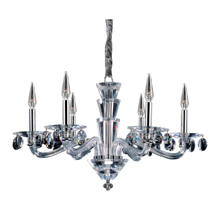 Polished Chrome and Crystal Art Deco Chandelier