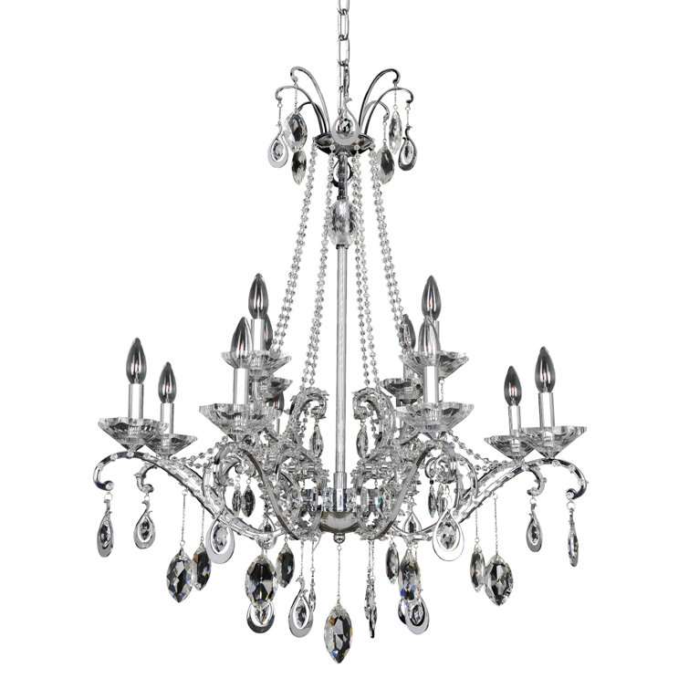 Firenze Clear Crystal and Chrome 12-Light Chandelier