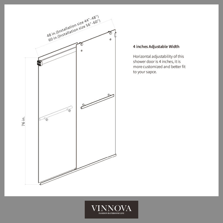 Spezia 60" x 76" Frameless Nickel Shower Enclosure with Sliding Doors