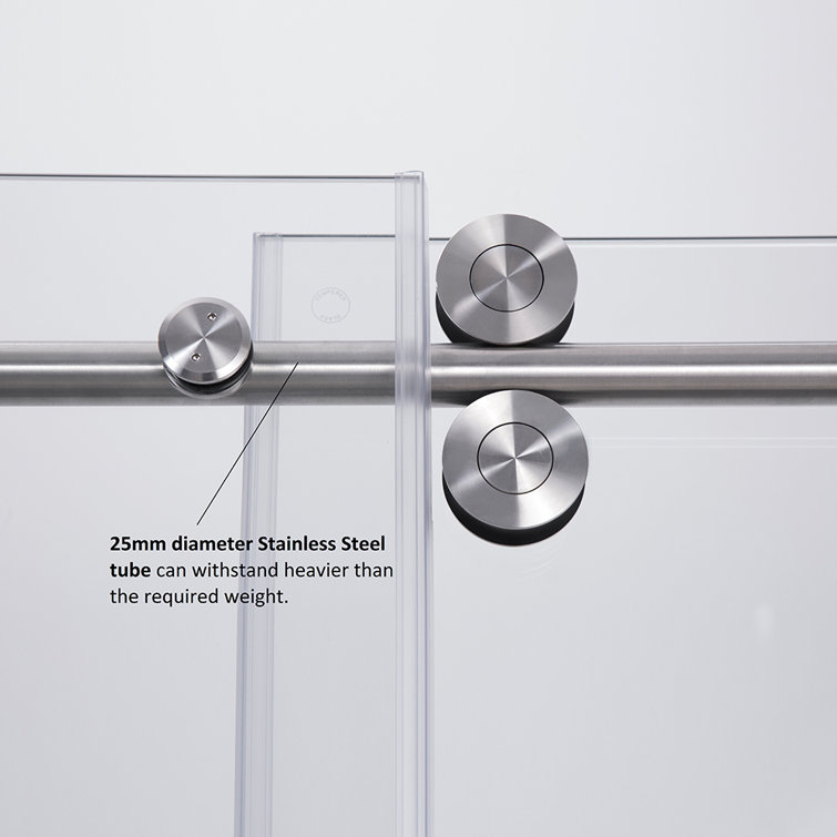 Spezia 60" x 76" Frameless Nickel Shower Enclosure with Sliding Doors