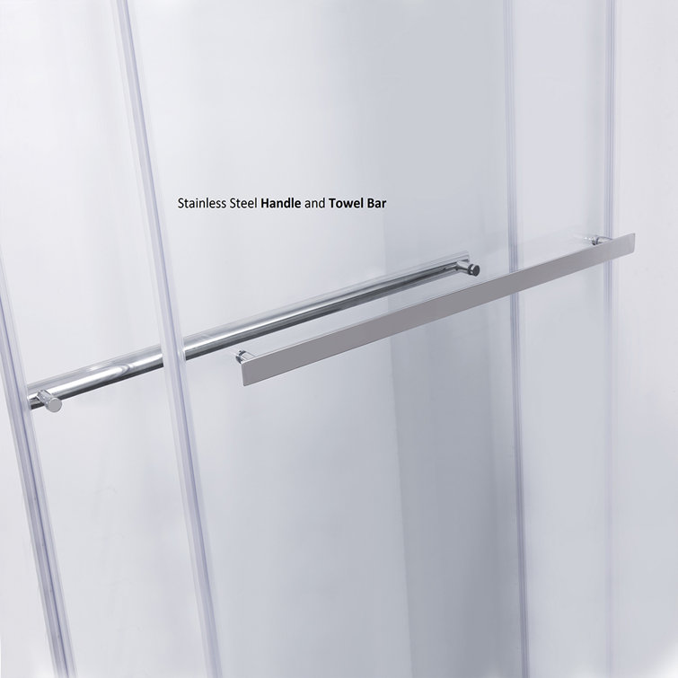 Spezia 60" x 76" Frameless Nickel Shower Enclosure with Sliding Doors