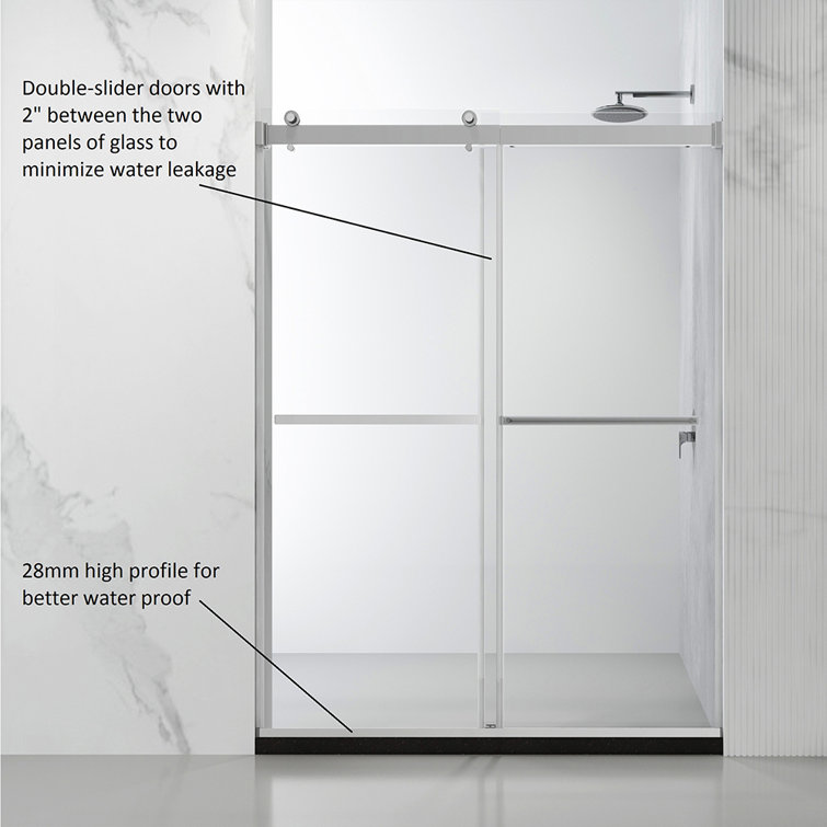 Spezia 60" x 76" Frameless Nickel Shower Enclosure with Sliding Doors