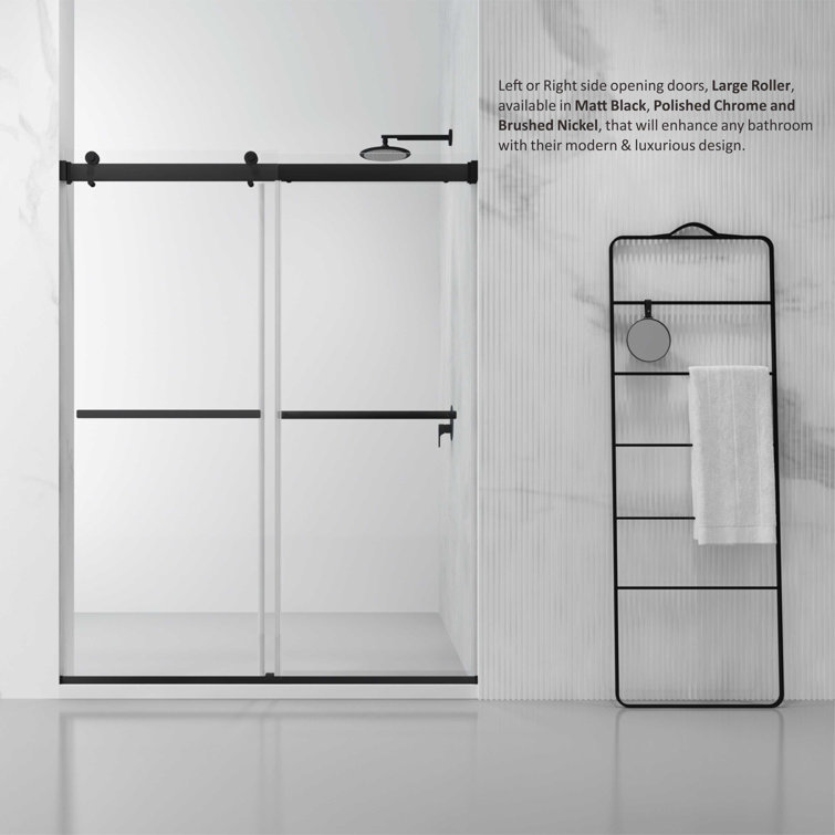 Spezia 60" x 76" Frameless Nickel Shower Enclosure with Sliding Doors