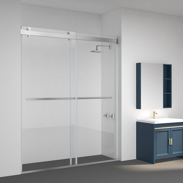 Spezia 60" x 76" Frameless Sliding Shower Door in Brushed Nickel