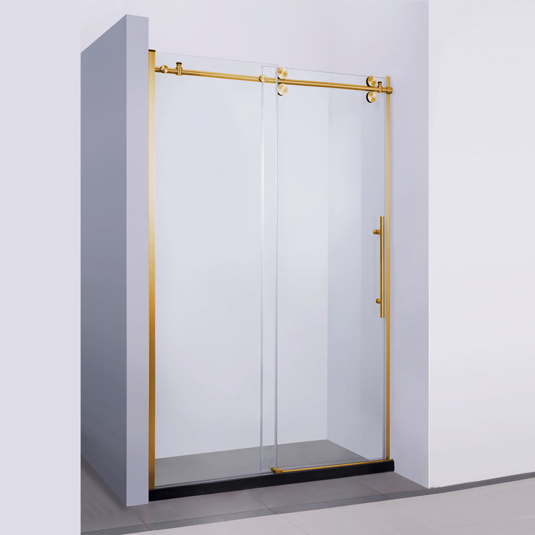 Massa 48" W x 76" H Frameless Glass Shower Door in Brushed Gold