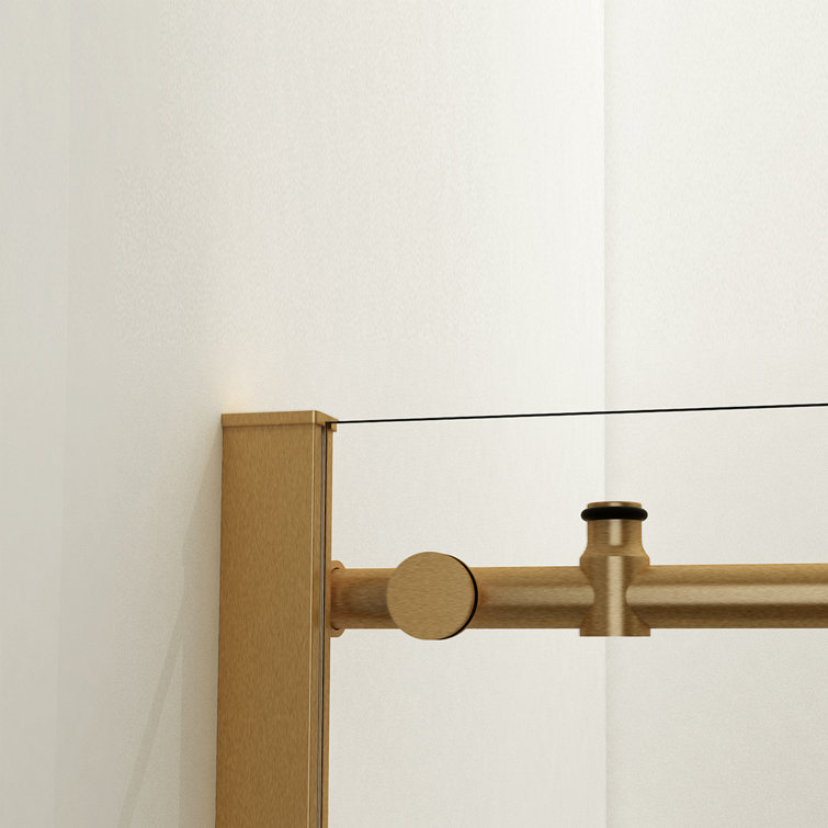 Massa 48" W x 76" H Frameless Glass Shower Door in Brushed Gold