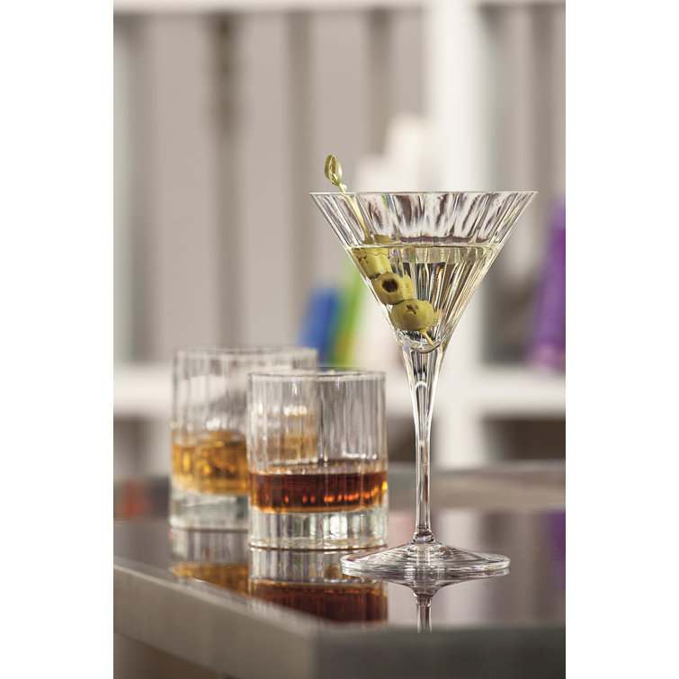 Clear Ribbed Break Resistant Martini Glass Set of Four