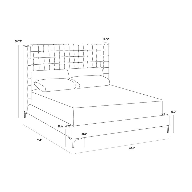 Queen White Upholstered Platform Bed with Tufted Headboard