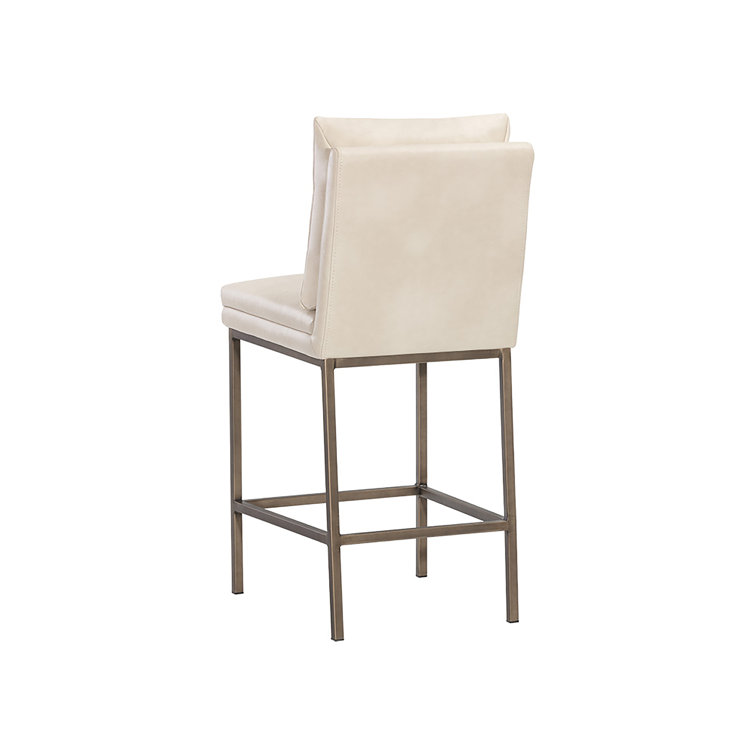 Bravo Cream Faux Leather Counter Stool with Antique Brass Legs