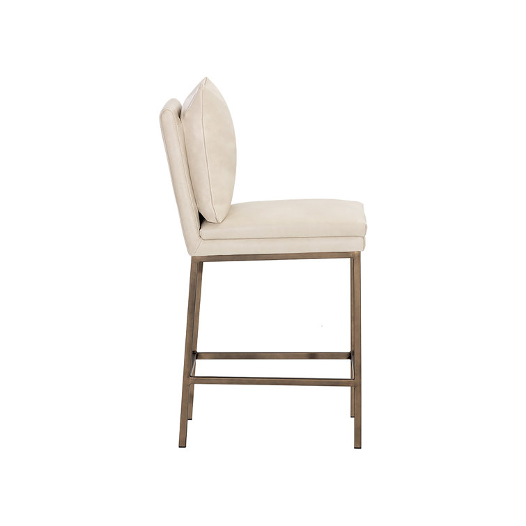 Bravo Cream Faux Leather Counter Stool with Antique Brass Legs