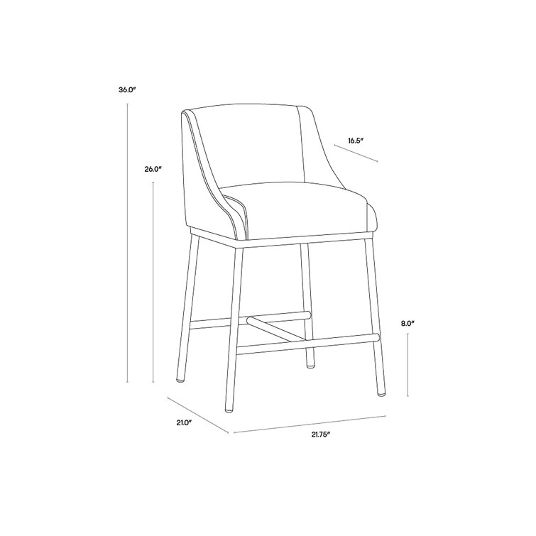 Bravo Metal and Polo Club Stone Counter Stool with Gunmetal Legs